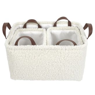Ensemble de 3 Paniers Rangement Blanc Bouclette