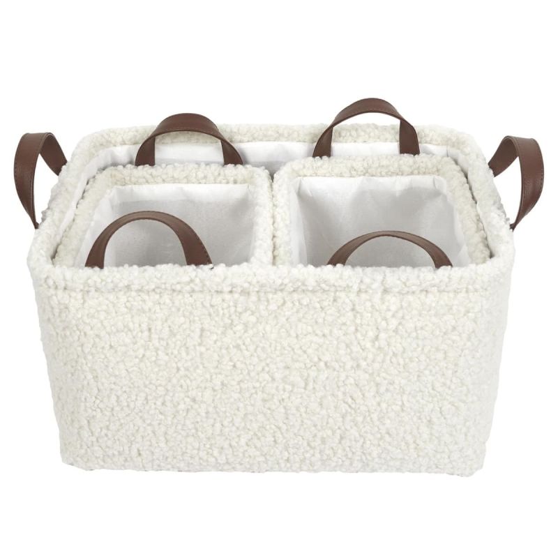 Ensemble de 3 Paniers Rangement Blanc Bouclette Ensemble de 3 Paniers Rangement Blanc Bouclette
