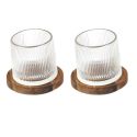 Lot de 2 verres à whisky avec support en acacia