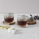 Lot de 2 verres à whisky avec support en acacia
