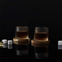 Lot de 2 verres à whisky avec support en acacia