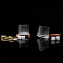 Lot de 2 verres à whisky avec support en acacia