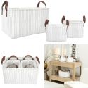 Trio de panier de rangement blanc velours H20 cm