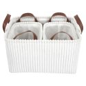 Trio de panier de rangement blanc velours H20 cm