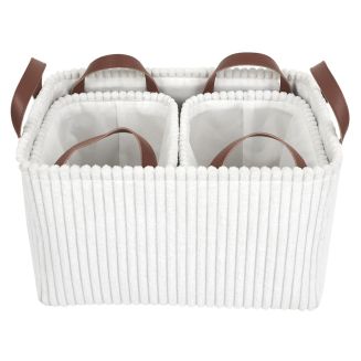 Trio de panier de rangement blanc velours H20 cm