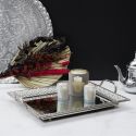 Plateau de Service Argenté avec Miroir et Poignées