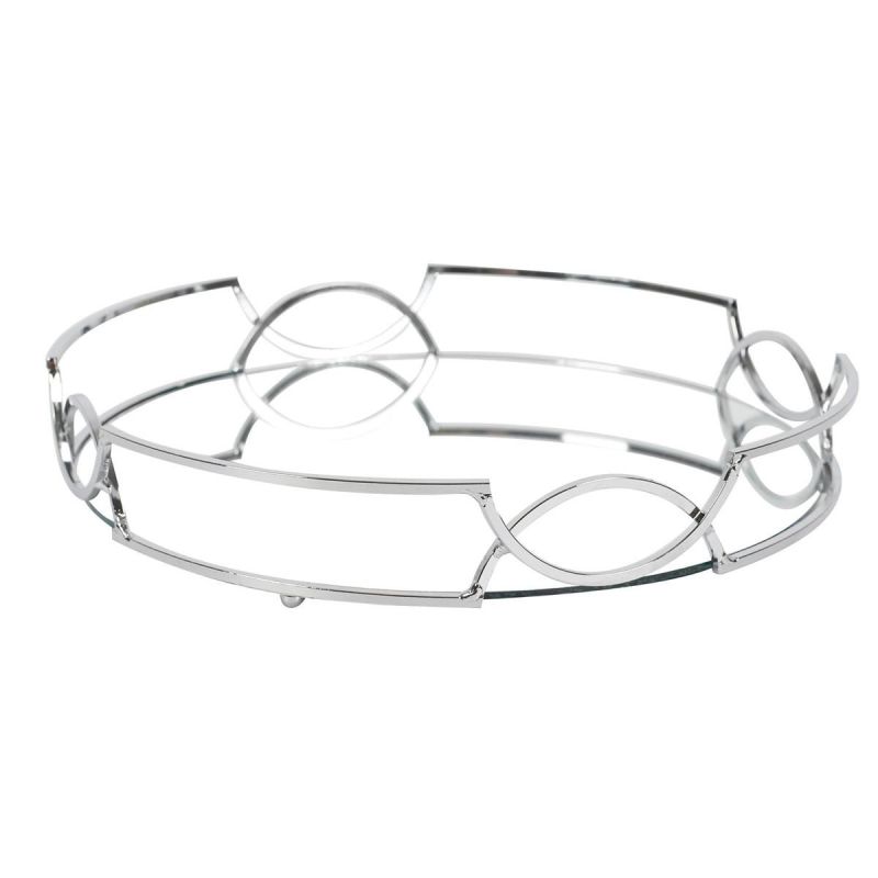 Plateau Rond Miroir Argenté Ø30cm Plateau Rond Miroir Argenté Ø30cm