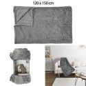 Plaid Gris Foncé Flanelle Embossé 120x150cm