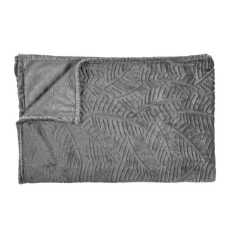 Plaid Gris Foncé Flanelle Embossé 120x150cm