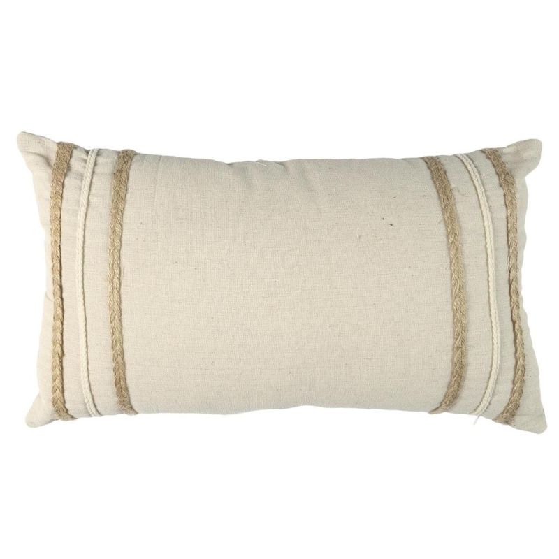 Coussin Beige et Blanc Tressé 30x50cm Coussin Beige et Blanc Tressé 30x50cm