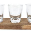 Lot de 6 shooters avec planche en acacia