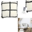 Coussin Sherpa Blanc et Noir à Carreaux 40x40cm
