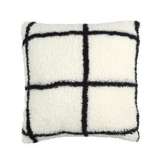 Coussin Sherpa Blanc et Noir à Carreaux 40x40cm