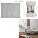 Plaid Microfibre Gris Clair 120x150cm, Doux Effet Sherpa, Lavable en Machine