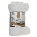 Plaid Microfibre Gris Clair 120x150cm, Doux Effet Sherpa, Lavable en Machine
