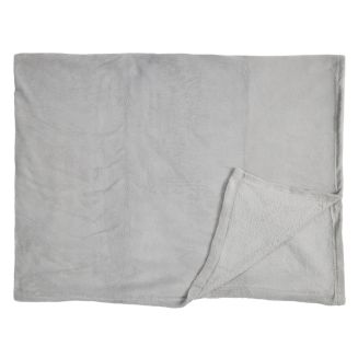 Plaid Microfibre Gris Clair 120x150cm, Doux Effet Sherpa, Lavable en Machine