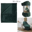 Plaid Flanelle Vert Sapin 120x150cm, Effet Embossé Ultra Doux, Lavable en Machine