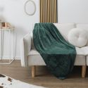 Plaid Flanelle Vert Sapin 120x150cm, Effet Embossé Ultra Doux, Lavable en Machine