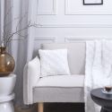 Coussin Flanelle Damier 40x40cm, Blanc et Beige, Doux et Confortable, Facile à Laver