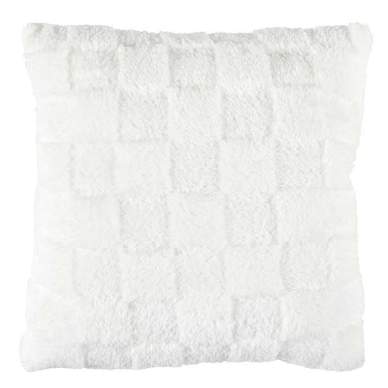 Coussin Flanelle Damier 40x40cm, Blanc et Beige, Doux et Confortable, Facile à Laver Coussin Flanelle Damier 40x40cm, Blanc et Beige, Doux et Confortable, Facile à Laver