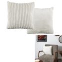 Coussin Flanelle Côtelé Blanc 40x40cm, Doux et Confortable, Lavable en Machine