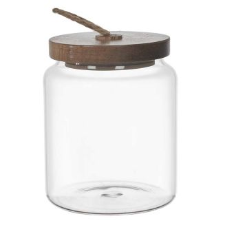 Bocal en Verre avec Couvercle Acacia H10cm / 55 cl