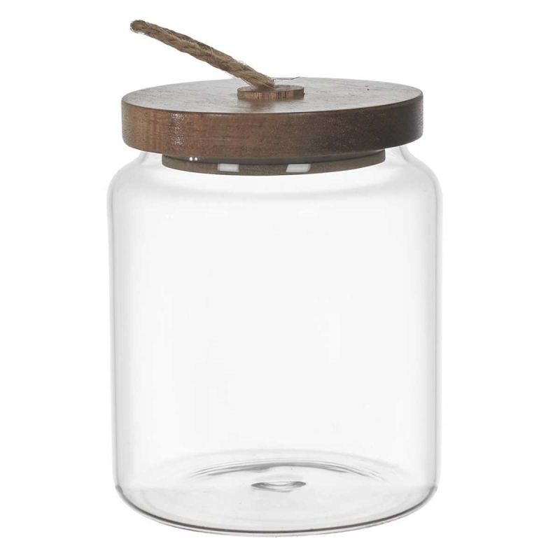 Bocal en Verre avec Couvercle Acacia H10cm / 55 cl