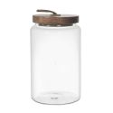 Bocal en Verre Transparent avec Couvercle Acacia H17cm / 105cl