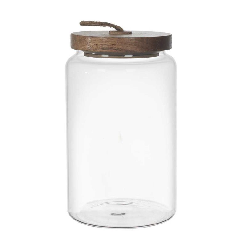 Bocal en Verre Transparent avec Couvercle Acacia H17cm / 105cl Bocal en Verre Transparent avec Couvercle Acacia H17cm / 105cl