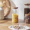 Bocal en Verre Transparent avec Couvercle Acacia H22cm / 145cl