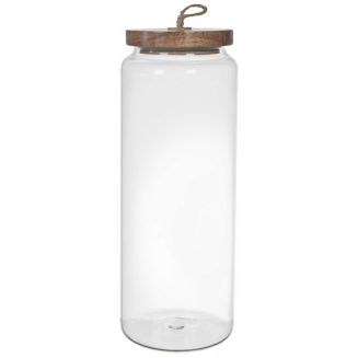 Bocal en Verre Transparent avec Couvercle Acacia H27,5cm / 185cl