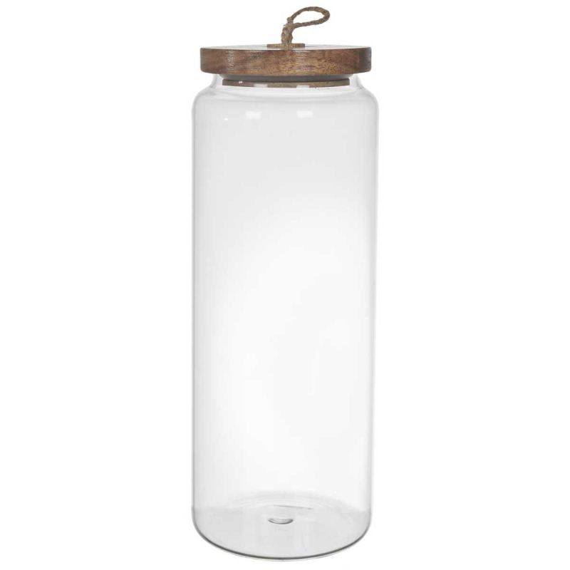 Bocal en Verre Transparent avec Couvercle Acacia H27,5cm / 185cl Bocal en Verre Transparent avec Couvercle Acacia H27,5cm / 185cl