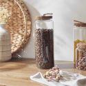 Bocal en Verre Transparent avec Couvercle Acacia H27,5cm / 185cl