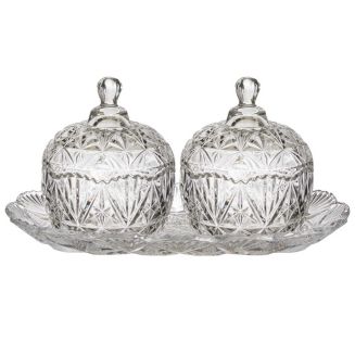 Duo de Bonbonnières sur Plateau en Verre 145cl