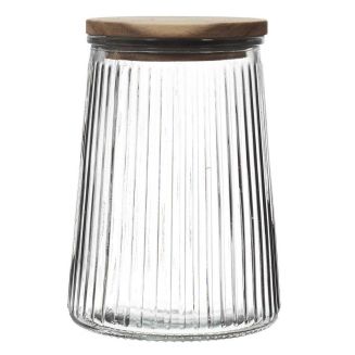 Bocal en Verre 95cl avec Bouchon Acacia