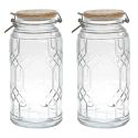 Lot de 2 Bocaux de Conservation 2,7L en Verre Couvercle Bambou