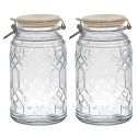 Lot de 2 Bocaux de Conservation 2,3L en Verre Couvercle Bambou