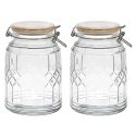 Lot de 2 Bocaux de Conservation 1,8L en Verre Couvercle Bambou