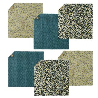 Lot de 6 Emballages Alimentaires Carrés 33cm Enduit Cire d'Abeilles