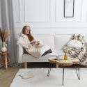 Sweat Plaid Jacquard Crème avec Doublure Sherpa, Confort et Style Cocooning