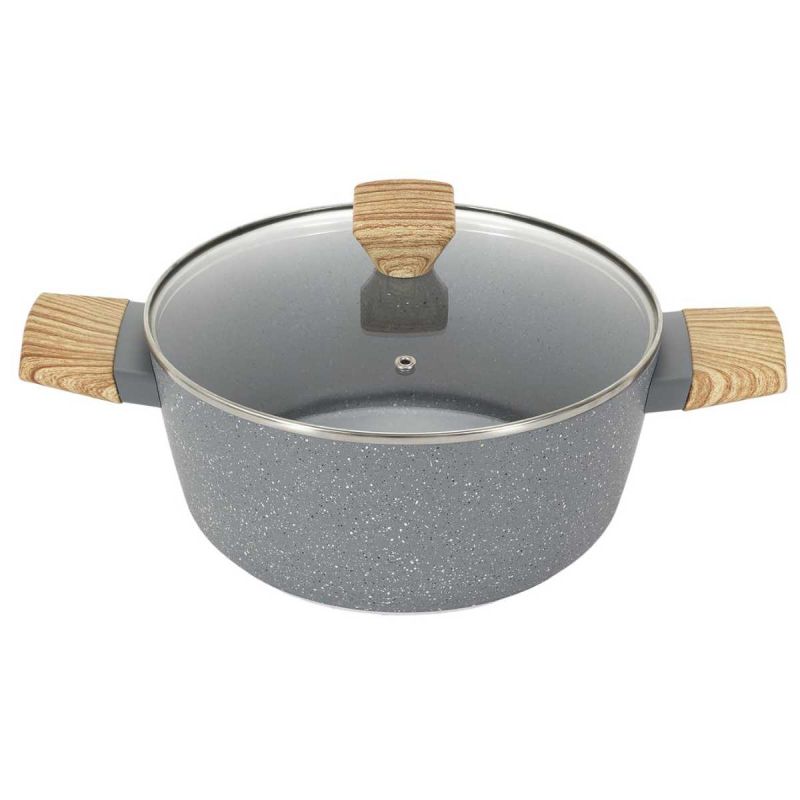 Faitout Aluminium Forgé 28cm avec Manche Effet Bois - Tous Feux (Induction), Compatible Lave-Vaisselle, Antiadhésif Faitout Aluminium Forgé 28cm avec Manche Effet Bois - Tous Feux (Induction), Compatible Lave-Vaisselle, Antiadhésif