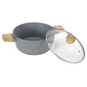 Faitout Aluminium Forgé 28cm avec Manche Effet Bois - Tous Feux (Induction), Compatible Lave-Vaisselle, Antiadhésif