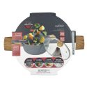 Faitout Aluminium Forgé 28cm avec Manche Effet Bois - Tous Feux (Induction), Compatible Lave-Vaisselle, Antiadhésif