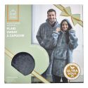 Sweat Gris à Capuche Intérieur Sherpa, Idéal pour Moments Cocooning
