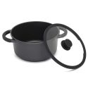 Faitout en Fonte Aluminium 28cm avec Couvercle en Verre et Aeration