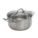 Faitout en Inox avec Couvercle en Verre 24cm - Inox, Tous Feux, Lave-Vaisselle, Cuisson Homogène
