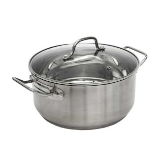 Faitout en Inox avec Couvercle en Verre 24cm - Inox, Tous Feux, Lave-Vaisselle, Cuisson Homogène