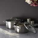 Faitout en Inox avec Couvercle en Verre 24cm - Inox, Tous Feux, Lave-Vaisselle, Cuisson Homogène