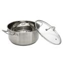 Faitout en Inox avec Couvercle en Verre 24cm - Inox, Tous Feux, Lave-Vaisselle, Cuisson Homogène