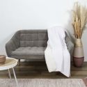 Plaid Flanelle Côtelé 180x220cm Blanc et Sherpa